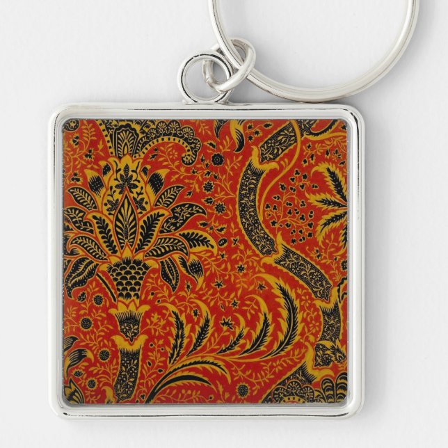 William Morris India Red Floral Keychain (Front)