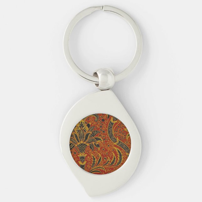 William Morris India Red Floral Keychain (Front)