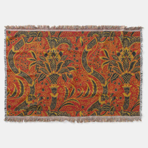 William Morris India Red Floral Throw Blanket
