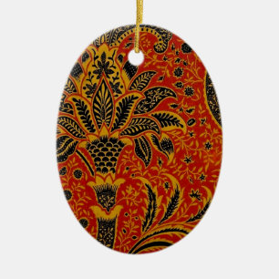 William Morris India Red Floral Vintage Classic Ceramic Ornament