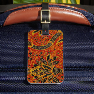 William Morris India Red Floral Vintage Classic Luggage Tag