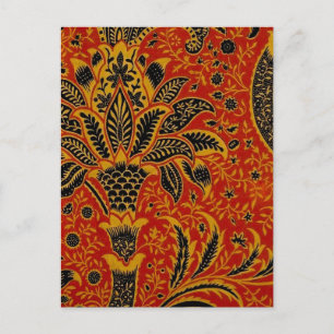 William Morris India Red Floral Vintage Classic Postcard