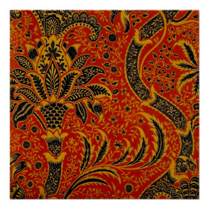 William Morris India Red Floral Vintage Classic Poster