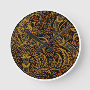William Morris India Red Floral Vintage Classic Round Clock