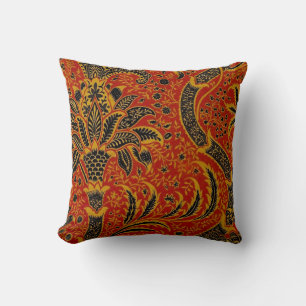 William Morris India Red Floral Vintage Classic Throw Pillow
