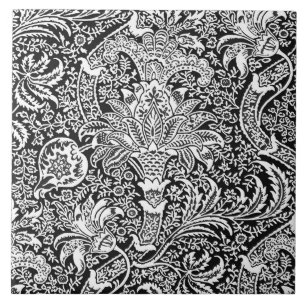 William Morris Indian, Black and White Tile