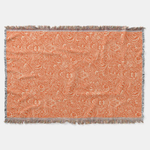 William Morris Indian, Coral Orange and Peach Throw Blanket