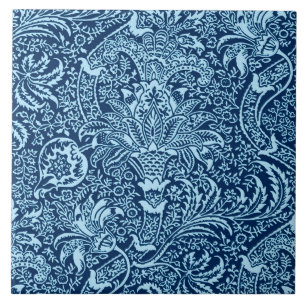 William Morris Indian, Dark Indigo and Sky Blue Tile