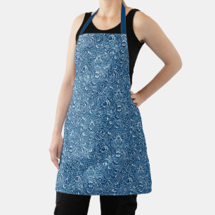 William Morris Indian, Indigo Blue and White  Apron