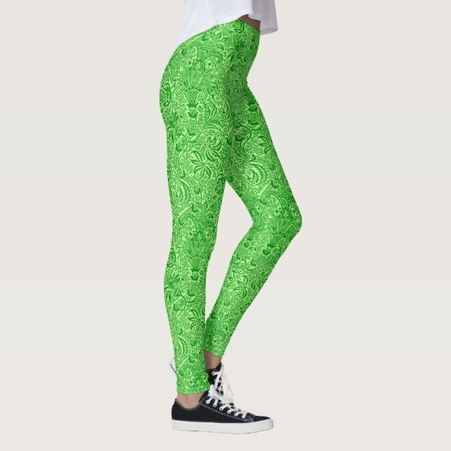 William Morris Indian, Lime and Kiwi Green Leggings (Right)