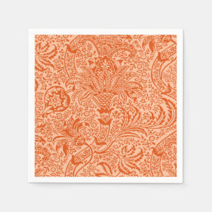 William Morris Indian, Peach and Coral Orange Napkin