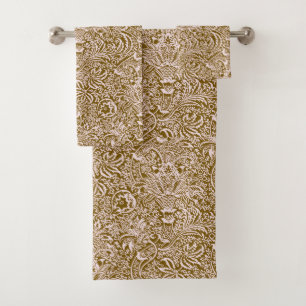 William Morris Indian, Taupe Tan and Beige  Bath Towel Set