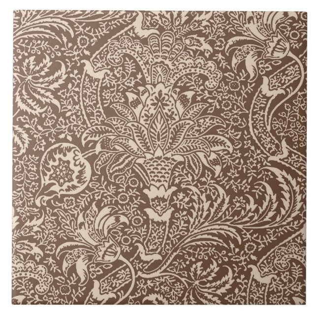 William Morris Indian, Taupe Tan and Beige Tile (Front)