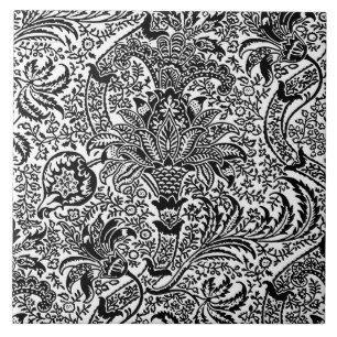 William Morris Indian, White and Black Tile