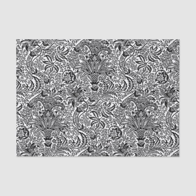 William Morris Indian, White and Black Tissue Paper (Front)