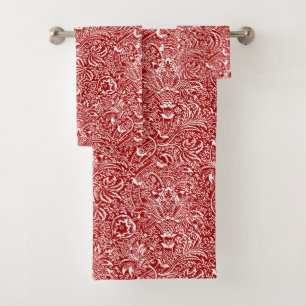 William Morris Indien, rouge foncé et blanc