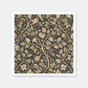 William Morris Inspired Berry Vine Dark Floral Napkin