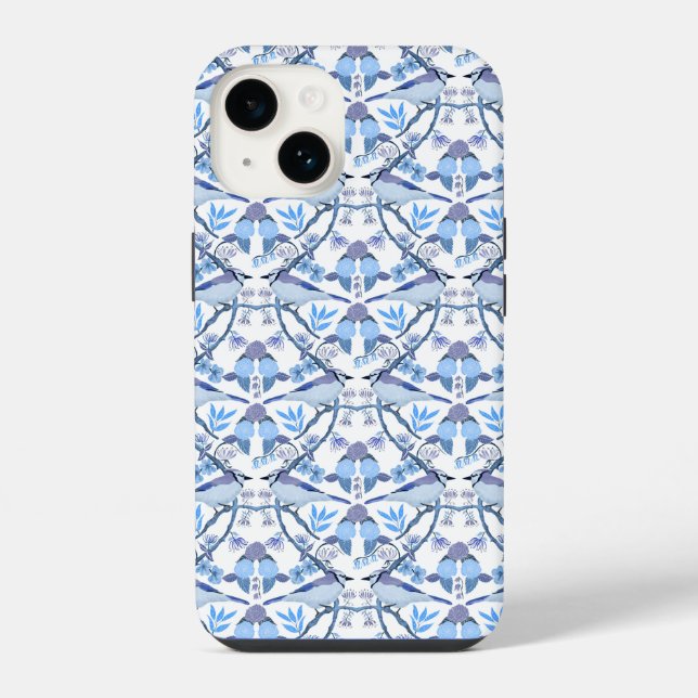 William Morris Inspired Bluejay Botanical  iPhone Case (Back)