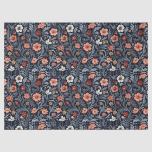 William Morris inspired blush pink navy blue Tissue Paper