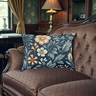 William Morris Inspired Botanical Style Pattern Accent Pillow