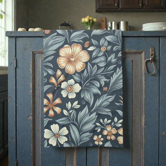 William Morris Inspired Botanical Style Pattern Kitchen Towel