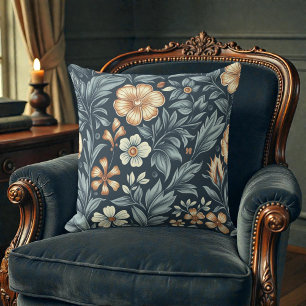 William Morris Inspired Botanical Style Pattern Throw Pillow
