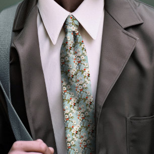 William Morris-Inspired Cherry Blossom Floral Tie