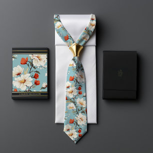 William Morris-Inspired Cherry Blossom Floral Tie
