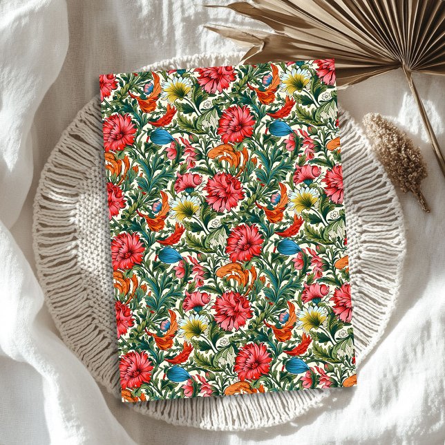 William Morris inspired colourful vibrant flowers  Tissue Paper (William Morris inspired colorful vibrant flowers Tissue Paper)