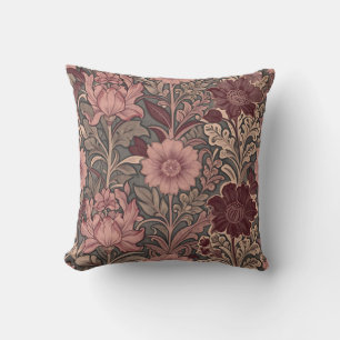 William Morris Inspired Floral Pattern Throw Pillow