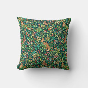 William Morris Inspired Fox and Pheasant Throw Pillow