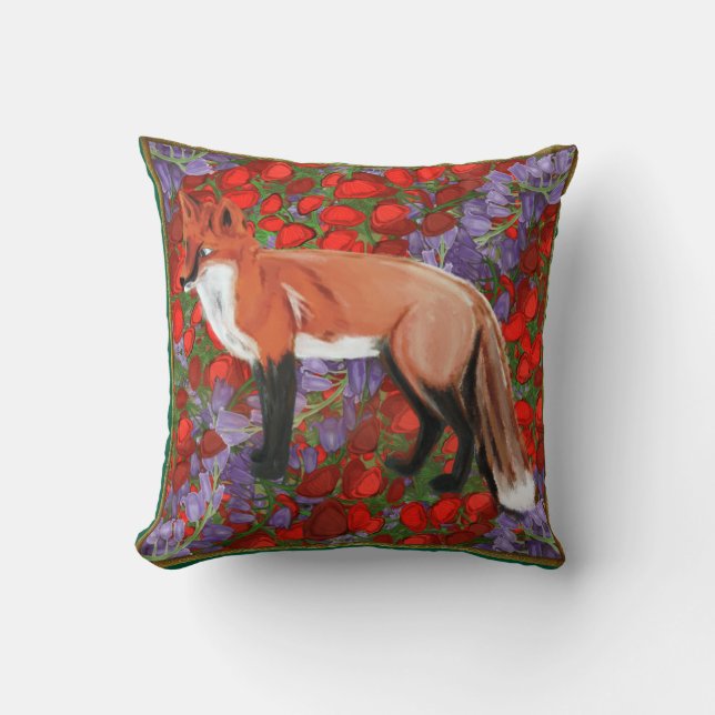 William Morris inspired Fox Throw Pillow (Front)