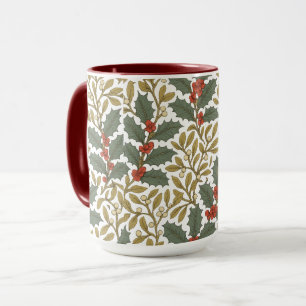 William Morris Inspired Holly & Mistletoe Mug