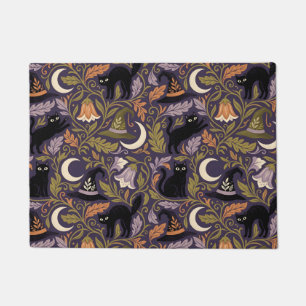 William Morris Inspired Midnight Cat Coven Doormat