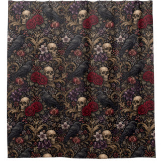 William Morris Inspired Pattern Gothic Skulls