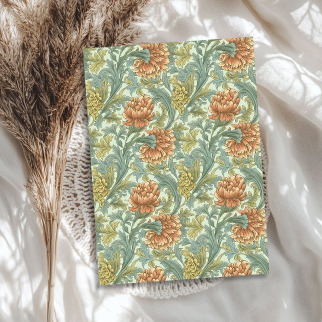 William Morris inspired terracotta pastel green Tissue Paper (William Morris inspired terracotta pastel green Tissue Paper)