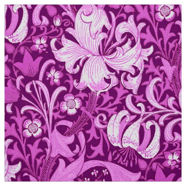 William Morris Iris and Lily, Amethyst Purple Fabric (Swatch)