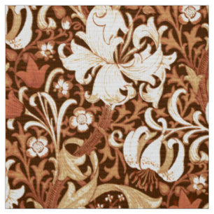 William Morris Iris and Lily, Brown and Tan Fabric