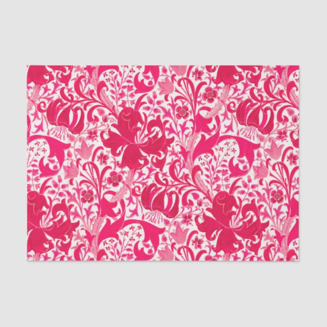 William Morris Iris and Lily, Fuchsia Pink Tissue Paper (Front)