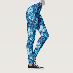 William Morris Iris and Lily, Indigo Blue Leggings