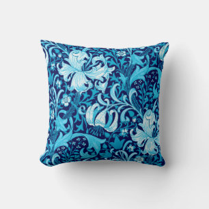 William Morris Iris and Lily, Indigo Blue Throw Pillow