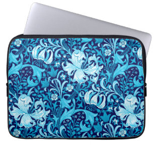 William Morris Iris and Lily, Indigo Blue & White Laptop Sleeve