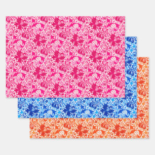 William Morris Iris & Lily, Fuchsia, Blue, Orange Wrapping Paper Sheet