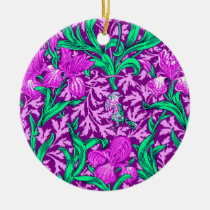 William Morris Irises, Amethyst Purple  Ceramic Ornament