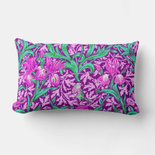 William Morris Irises, Amethyst Purple Lumbar Pillow