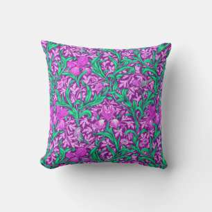 William Morris Irises, Amethyst Purple Outdoor Pillow