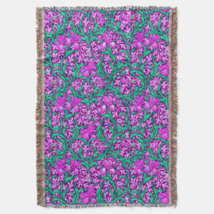 William Morris Irises, Amethyst Purple Throw Blanket