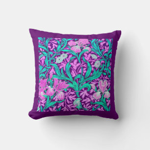 William Morris Irises, Amethyst Purple Throw Pillow