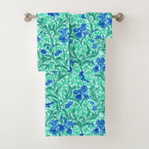 William Morris Irises, Bleu de Cobalt, Aqua et Tur