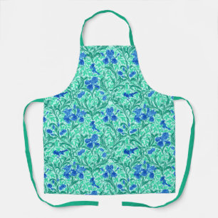 William Morris Irises, Cobalt Blue, Aqua and Teal Apron